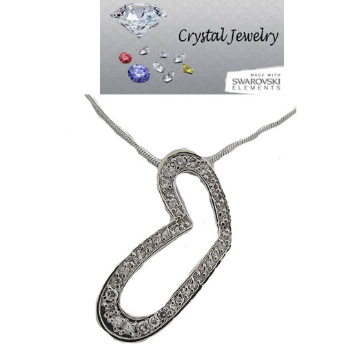 PTB2304W Austrian Crystal Heart Pendant White Gold