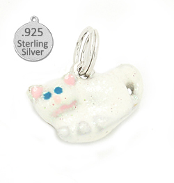 Picture of Designer Jewelry SC227 Sterling silver frosted glittery kitten wholesale charm