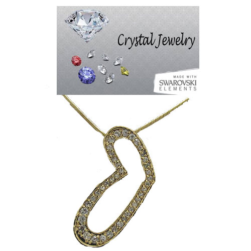 PTB2304Y Austrian Crystal Heart Pendant Yellow Gold