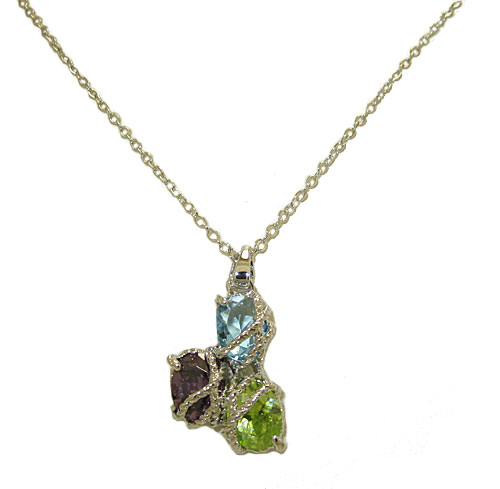 Twisted Cable Simulated Diamond Dark Multi Pendant wholesale jewelry