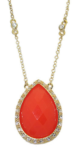 Picture of Designer Jewelry A0240GLCR MX Signature Collection Wholesale Necklace Coral and Gold
