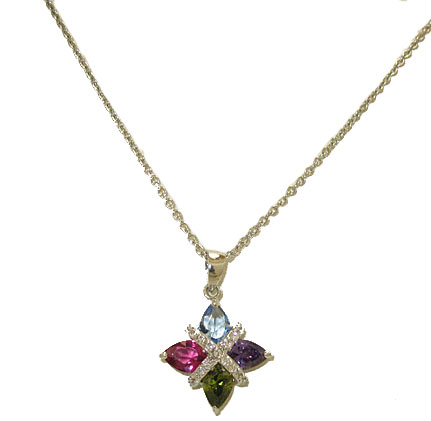 CP3571M Unique Fancy Cz Pendant in Multi