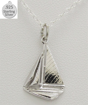 Picture of Designer Jewelry NC132 925 Sterling Silver Sail Boat Pendant &amp; Chain
