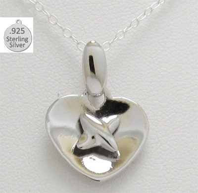 Picture of Designer Jewelry NC184 Sterling Silver Heart &amp; Cross Wholesale Pendant &amp; Chain