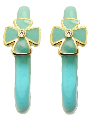 Turquoise MX Wholesale Enamel Hoop Earrings with Crystal