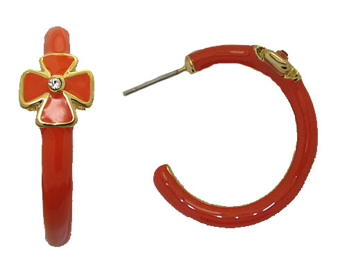 Orange MX Wholesale Enamel Hoop Earrings with Crystal