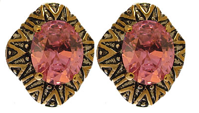 EP126PK Designer Earring Accented 18 KT Gold CZ Stone