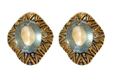EP126BL Designer Earring Accented 18 KT Gold CZ Stone