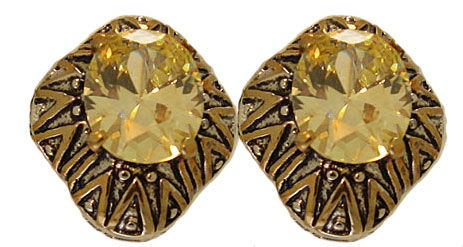 Designer Earring Accented 18 KT Gold CZ Stone