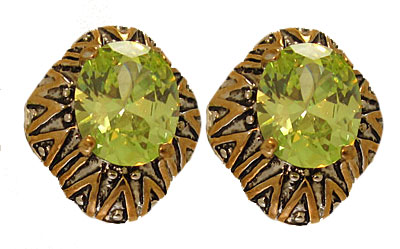 EP126PER Designer Earring Accented 18 KT Gold CZ Stone
