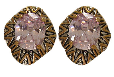 EP126L Designer Earring Accented 18 KT Gold CZ Stone