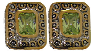 EP314PER Peridot Cz Designer Earrings Accented 18 KT Gold