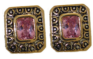 EP314PK Pink Designer Simulated Diamond Earrings