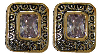 EP314LAV Lavander Cz Designer Earrings Accented 18 KT Gold