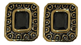 EP314JET Jet Cz Designer Earrings Accented 18 KT Gold