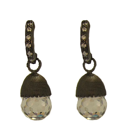 High End Fancy Drop CZ Earring on Half Hoop