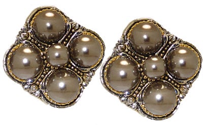 Gunmetal Pearl Crystal Designer Earrings