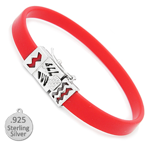 Red Rubber & Silver Bracelet for Slide Charms