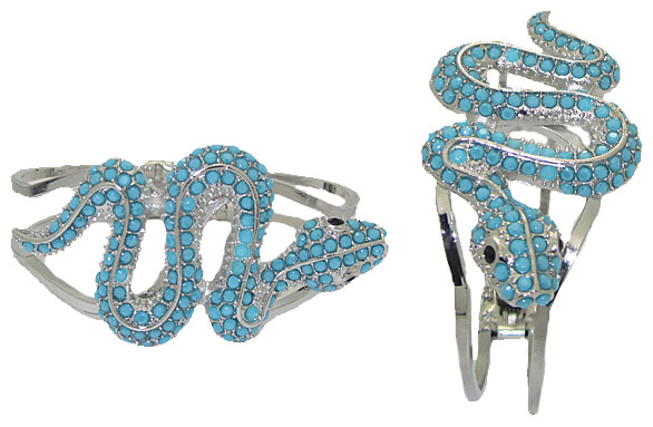 Picture of Designer Jewelry 5639RH Silver Jeweled Snake Bangle Bracelet