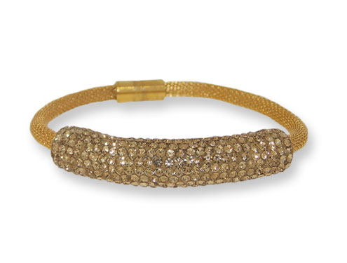 Steel Gold mesh with Light Colorado Topaz Crystals