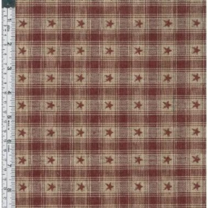 Picture of Textile Creations CC-310 Country Cupboard Jacquard Fabric- Wine Star Plaid- 15 yd.