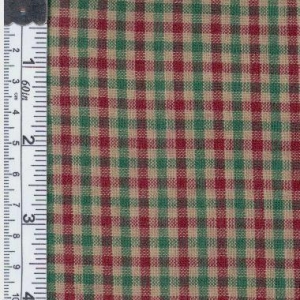 Picture of Textile Creations 234 Rustic Woven Fabric- Check Xmas Green- Red And Beige- 15 yd.