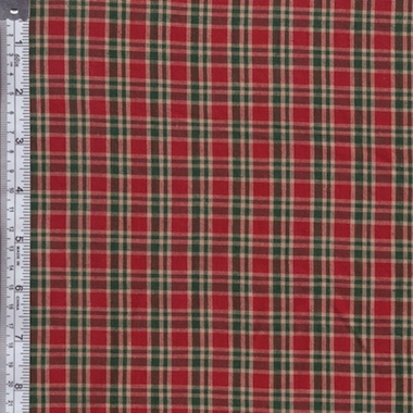 Picture of Textile Creations RW0049 Rustic Woven Fabric- Plaid Red- Green And Natural- 15 yd.