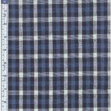 Picture of Textile Creations RW0065 Rustic Woven Fabric- Check Navy And Light Grey- 15 yd.