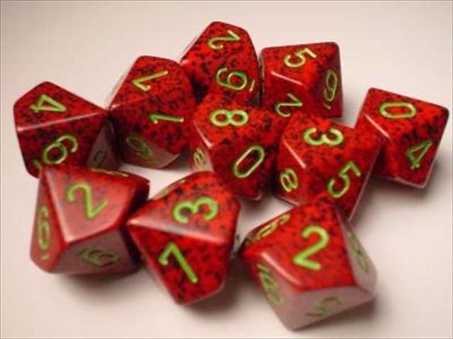 Picture of Chessex Manufacturing 25104 Strawberry Speckled - Ten Sided Die D10 Set Of 10