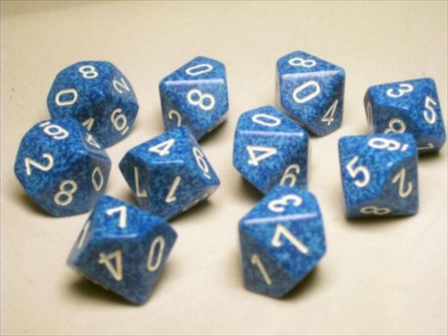 Picture of Chessex Manufacturing 25106 Water Speckled - Ten Sided Die D10 Set Of 10