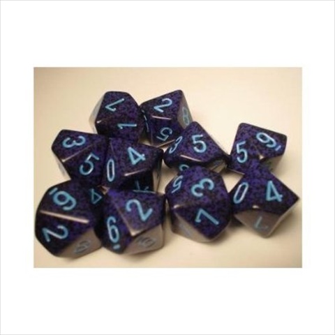 Picture of Chessex Manufacturing 25107 Cobalt Speckled - Ten Sided Die D10 Set Of 10