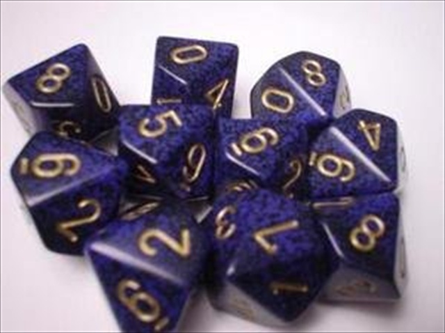 Picture of Chessex Manufacturing 25137 Golden Cobalt Speckled - Ten Sided Die D10