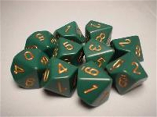 Picture of Chessex Manufacturing 25215 Opaque Dusty Green With Copper - Ten Sided Die D10