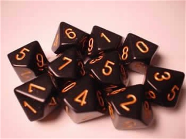 Picture of Chessex Manufacturing 25228 Opaque Black With Gold - Ten Sided Die D10