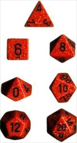 Picture of Chessex Manufacturing 25303 Fire Speckled Polyhedral Dice Set Of 7