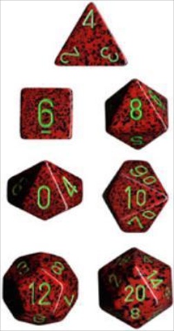 Picture of Chessex Manufacturing 25304 Strawberry Speckled Polyhedral Dice Set Of 7