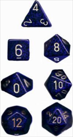Picture of Chessex Manufacturing 25337 Golden Cobalt Speckled Polyhedral Dice Set Of 7