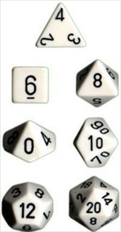 Picture of Chessex Manufacturing 25401 Opaque White With Black Polyhedral Dice Set Of 7