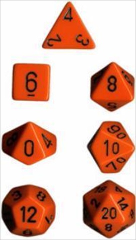 Picture of Chessex Manufacturing 25403 Opaque Orange With Black Polyhedral Dice Set Of 7