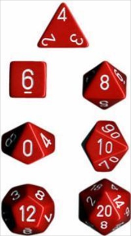 Picture of Chessex Manufacturing 25404 Opaque Red With White Polyhedral Dice Set Of 7