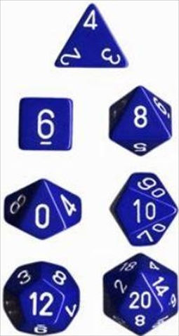 Picture of Chessex Manufacturing 25406 Opaque Blue With White Polyhedral Dice Set Of 7