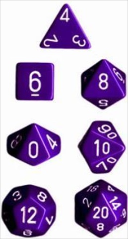 Picture of Chessex Manufacturing 25407 Opaque Purple With White Polyhedral Dice Set Of 7
