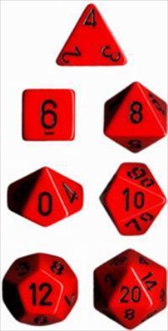 Picture of Chessex Manufacturing 25414 Opaque Red With Black Polyhedral Dice Set Of 7