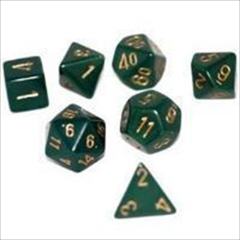 Picture of Chessex Manufacturing 25415 Opaque Dusty Green With Copper Polyhedral Dice Set Of 7