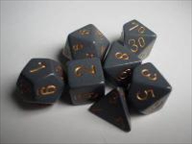 Picture of Chessex Manufacturing 25420 Opaque Dark Grey With Copper Polyhedral Dice Set Of 7
