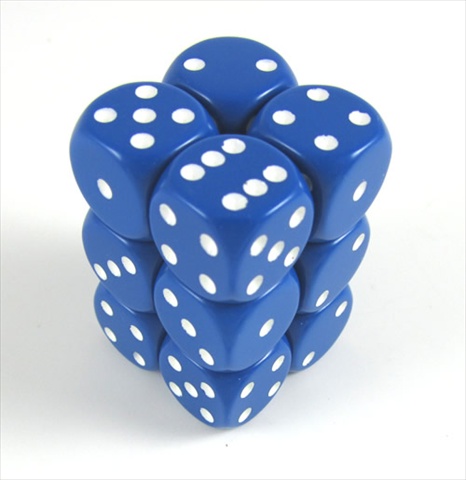 Picture of Chessex Manufacturing 25606 Opaque Blue With White - 16 mm Six Sided Dice Set Of 12
