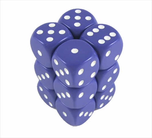 Picture of Chessex Manufacturing 25607 Opaque Purple With White - 16 mm Six Sided Dice Set Of 12
