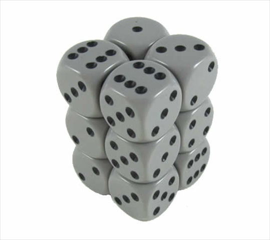 Picture of Chessex Manufacturing 25610 Opaque Dark Grey With Black - 16 mm Six Sided Dice Set Of 12