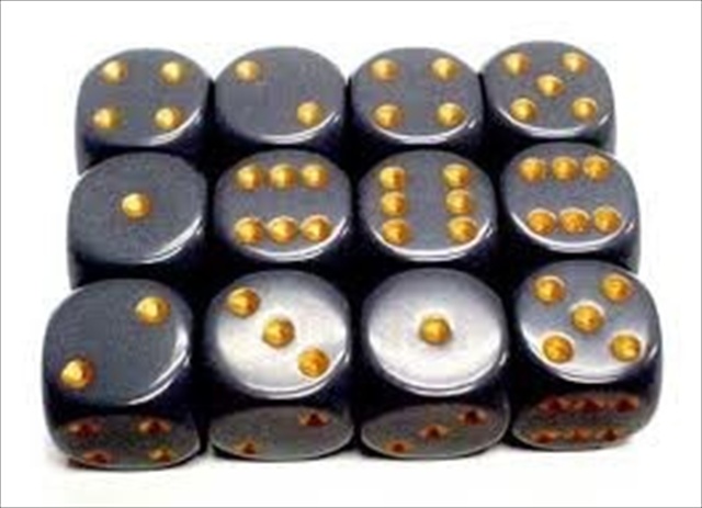 Picture of Chessex Manufacturing 25620 Opaque Dark Grey With Copper - 16 mm Six Sided Dice Set Of 12