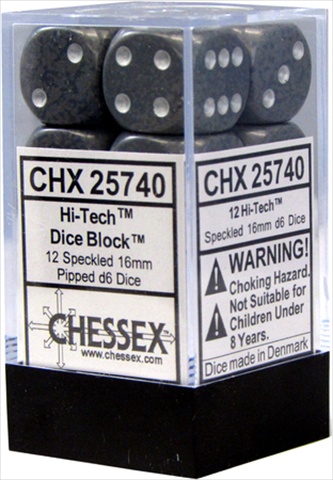 Manufacturing 25740 Hi-Tech Speckled - 6 Sided 16 mm Dice Set Of 12